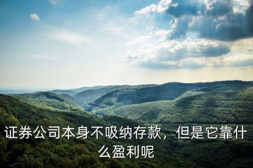 證券公司本身不吸納存款，但是它靠什么盈利呢