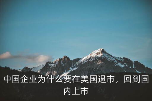 中國企業(yè)為什么要在美國退市，回到國內(nèi)上市