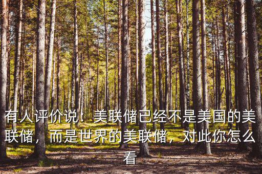 有人評價(jià)說：美聯(lián)儲已經(jīng)不是美國的美聯(lián)儲，而是世界的美聯(lián)儲，對此你怎么看