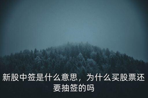 新股中簽是什么意思，為什么買股票還要抽簽的嗎