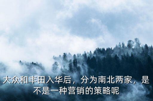 大眾和豐田入華后，分為南北兩家，是不是一種營銷的策略呢
