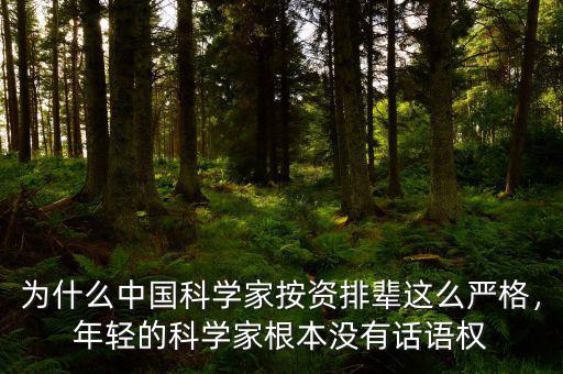 為什么中國科學(xué)家按資排輩這么嚴(yán)格，年輕的科學(xué)家根本沒有話語權(quán)