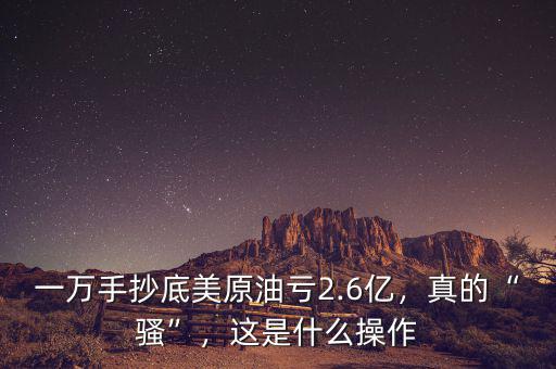 一萬(wàn)手抄底美原油虧2.6億，真的“騷”，這是什么操作