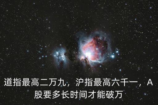 道指最高二萬九，滬指最高六千一，A股要多長時間才能破萬
