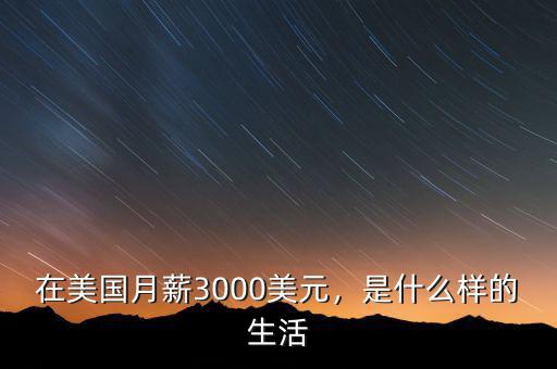 在美國月薪3000美元，是什么樣的生活