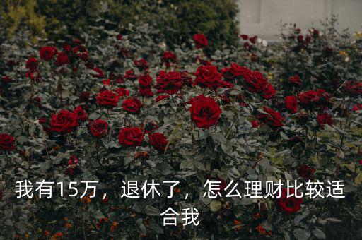 我有15萬，退休了，怎么理財(cái)比較適合我