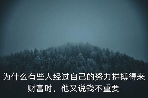 為什么有些人經(jīng)過自己的努力拼搏得來財富時，他又說錢不重要