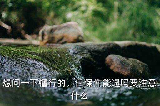 想問一下懂行的，自保件能退嗎要注意什么