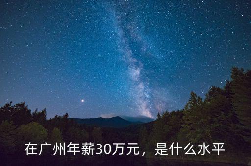 在廣州年薪30萬(wàn)元，是什么水平