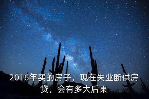 2016年買(mǎi)的房子，現(xiàn)在失業(yè)斷供房貸，會(huì)有多大后果