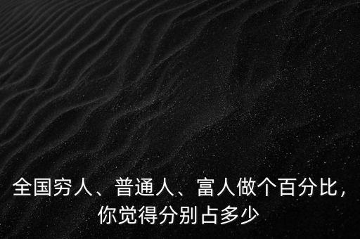 全國窮人、普通人、富人做個百分比，你覺得分別占多少