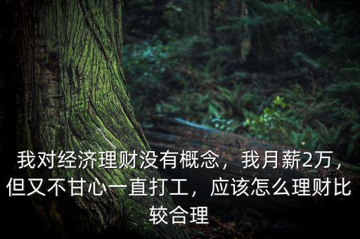 我對經(jīng)濟理財沒有概念，我月薪2萬，但又不甘心一直打工，應(yīng)該怎么理財比較合理