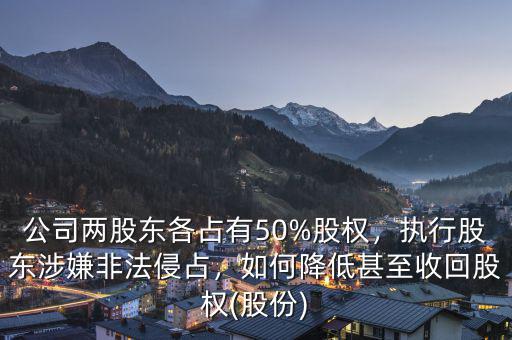 公司兩股東各占有50%股權(quán)，執(zhí)行股東涉嫌非法侵占，如何降低甚至收回股權(quán)(股份)
