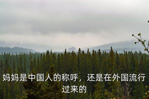 媽媽是中國(guó)人的稱(chēng)呼，還是在外國(guó)流行過(guò)來(lái)的