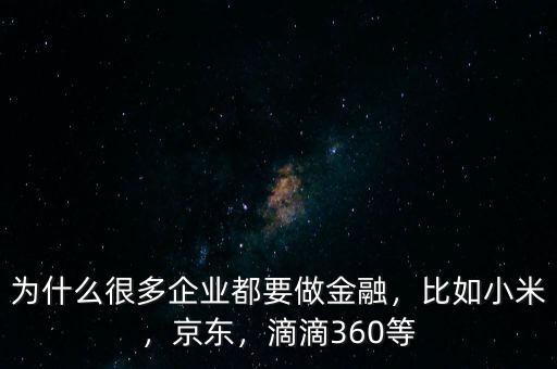 為什么很多企業(yè)都要做金融，比如小米，京東，滴滴360等