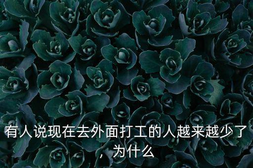 有人說(shuō)現(xiàn)在去外面打工的人越來(lái)越少了，為什么