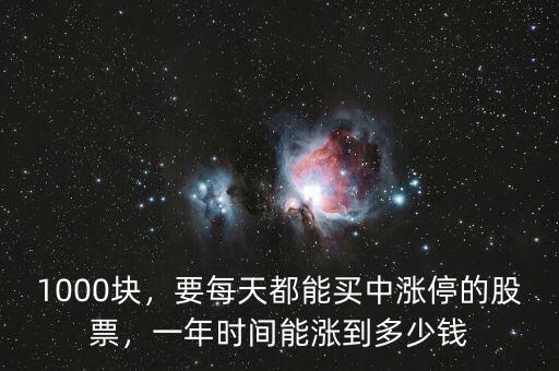 1000塊，要每天都能買中漲停的股票，一年時間能漲到多少錢