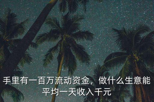手里有一百萬流動資金，做什么生意能平均一天收入千元