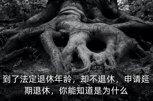 到了法定退休年齡，卻不退休，申請(qǐng)延期退休，你能知道是為什么