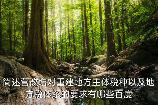 營改增后地方稅源靠什么，簡述營改增對重建地方主體稅種以及地方稅體系的要求有哪些百度