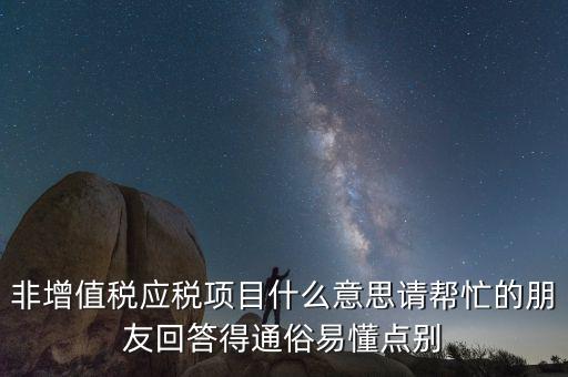 非增值稅應稅項目是什么意思，非增值稅應稅項目是什么