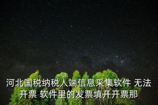 河北國(guó)稅納稅人端信息采集軟件 無(wú)法開票 軟件里的發(fā)票填開開票那
