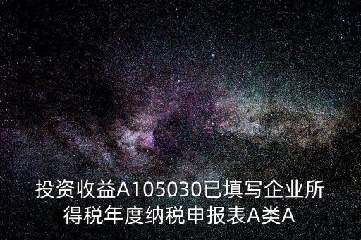 a100000什么時(shí)候填，投資收益A105030已填寫(xiě)企業(yè)所得稅年度納稅申報(bào)表A類A