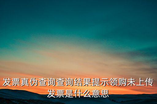 發(fā)票真?zhèn)尾樵?xún)查詢(xún)結(jié)果提示領(lǐng)購(gòu)未上傳發(fā)票是什么意思