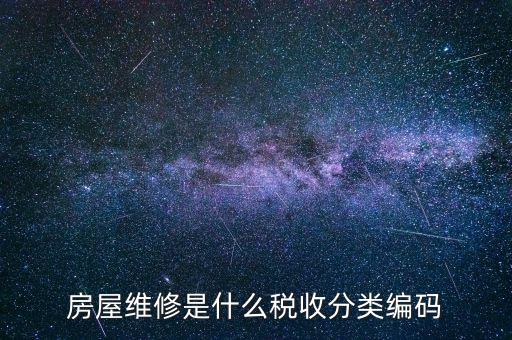 如何維護稅收分類編碼，房屋維修是什么稅收分類編碼