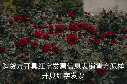 購(gòu)貨方開具紅字發(fā)票信息表銷售方怎樣開具紅字發(fā)票
