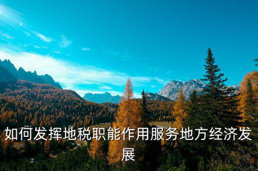 如何發(fā)揮地稅職能作用服務(wù)地方經(jīng)濟發(fā)展
