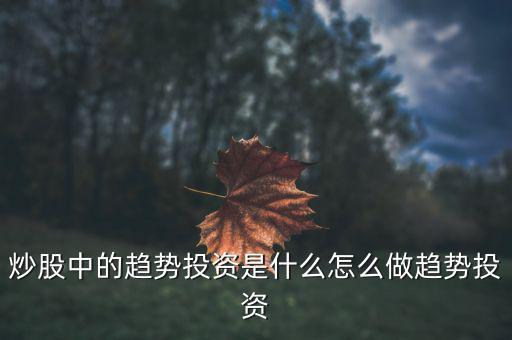 為什么熱衷于趨勢投資，炒股中的趨勢投資是什么怎么做趨勢投資
