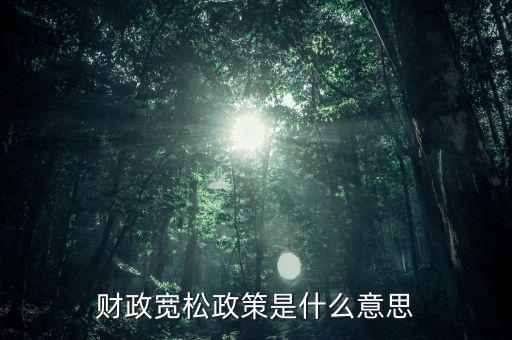 什么是寬松的財(cái)政政策，什么是寬松經(jīng)濟(jì)政策