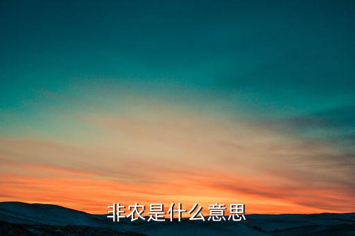 大非農(nóng)是什么意思，非農(nóng)是什么意思