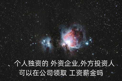 、個人獨資的 外資企業(yè),外方投資人可以在公司領取 工資薪金嗎