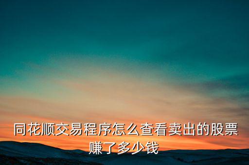  同花順交易程序怎么查看賣(mài)出的股票賺了多少錢(qián)