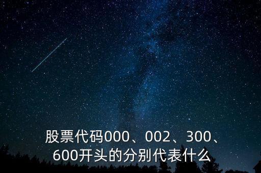  股票代碼000、002、300、 600開頭的分別代表什么