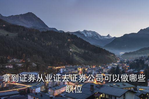 去宏信證券有限責任公司能做什么，拿到證券從業(yè)證去證券公司可以做哪些職位