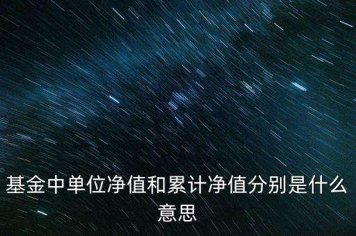 基金單位凈值和累計凈值是什么意思，基金單位凈值和累計凈值是什么意思