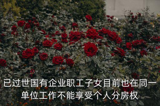 已過世國(guó)有企業(yè)職工子女目前也在同一單位工作不能享受個(gè)人分房權(quán)