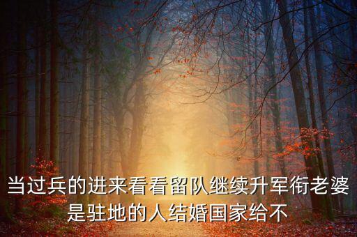 國(guó)家為什么不分房，當(dāng)過(guò)兵的進(jìn)來(lái)看看留隊(duì)繼續(xù)升軍銜老婆是駐地的人結(jié)婚國(guó)家給不