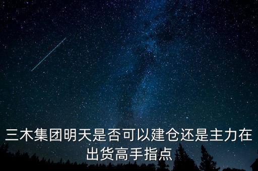 三木集團(tuán)明天是否可以建倉還是主力在出貨高手指點