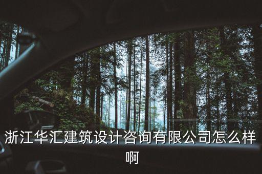 浙江華匯建筑設(shè)計(jì)咨詢有限公司怎么樣 啊