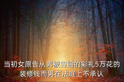 當(dāng)初女原告從男被告給的彩禮5萬(wàn)花的裝修錢而男在法庭上不承認(rèn)