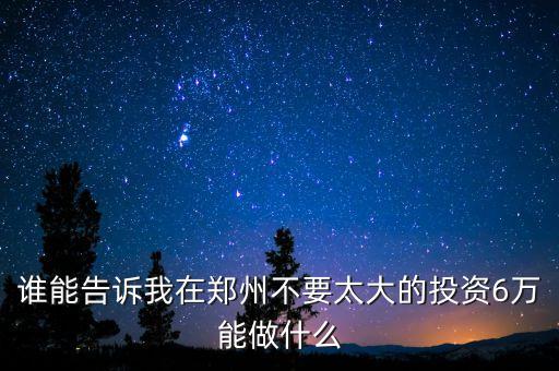 鄭州中研金融干什么的，誰能告訴我在鄭州不要太大的投資6萬能做什么