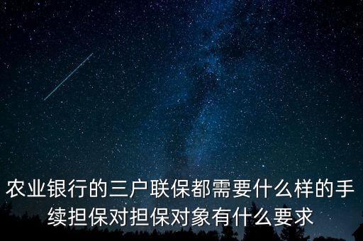 農(nóng)業(yè)銀行的三戶聯(lián)保都需要什么樣的手續(xù)擔(dān)保對(duì)擔(dān)保對(duì)象有什么要求