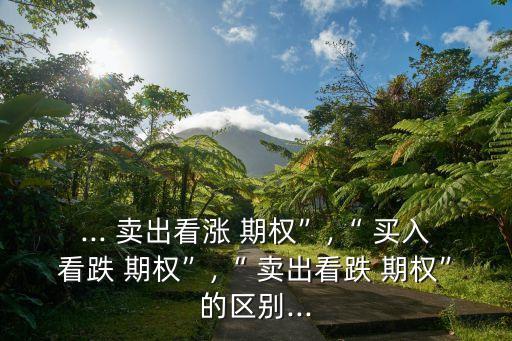 ... 賣出看漲 期權”,“ 買入看跌 期權”,“ 賣出看跌 期權”的區(qū)別...
