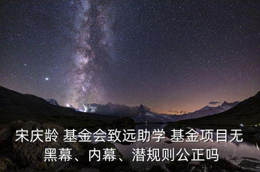 宋慶齡 基金會致遠(yuǎn)助學(xué) 基金項目無 黑幕、內(nèi)幕、潛規(guī)則公正嗎