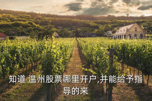 知道 溫州股票哪里開戶,并能給予指導的來