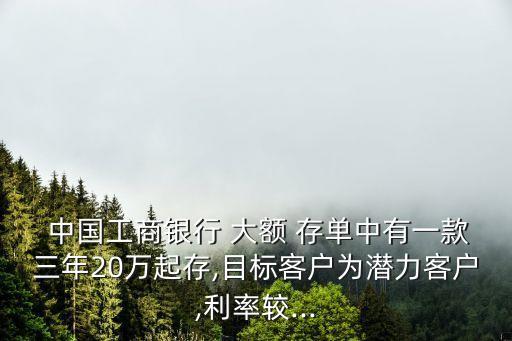  中國(guó)工商銀行 大額 存單中有一款三年20萬起存,目標(biāo)客戶為潛力客戶,利率較...